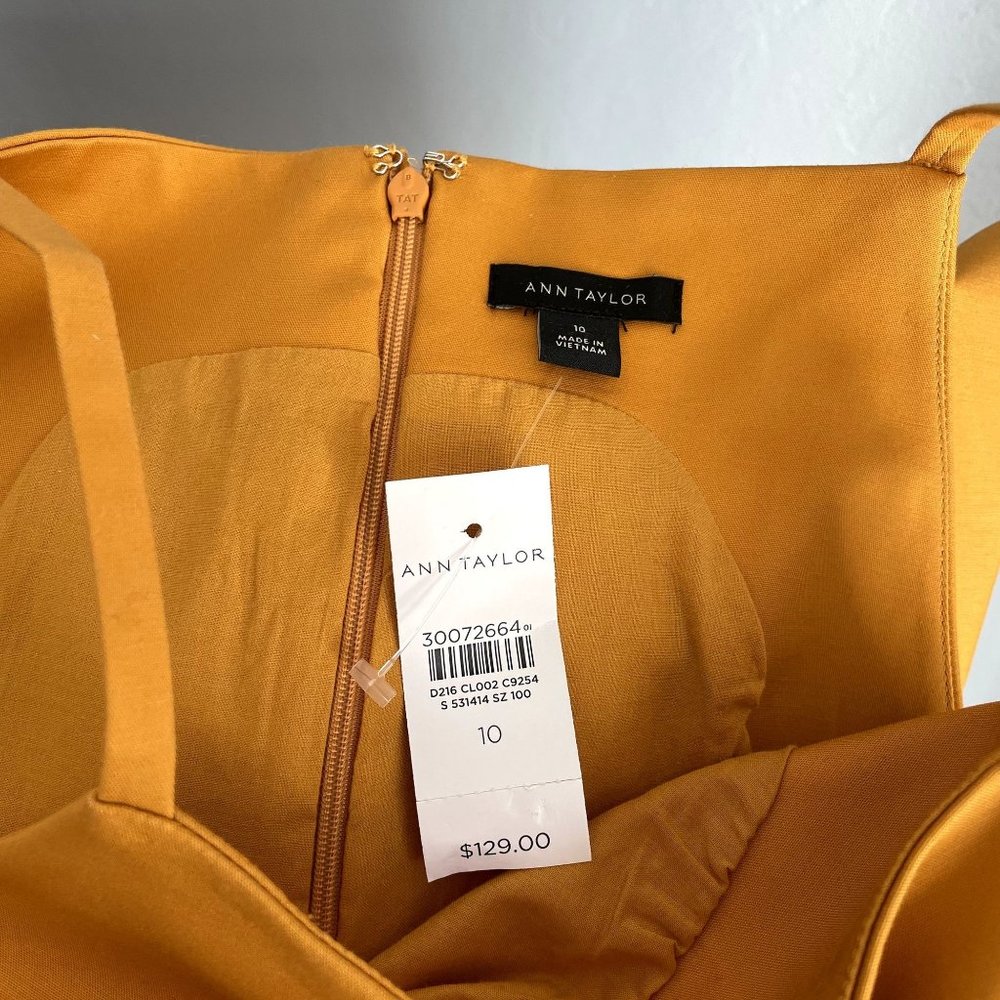 Ann Taylor Mustard Yellow Sheath Dress Cotton Stretch - Picture 4 of 4